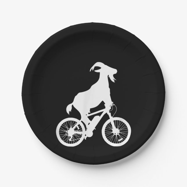 Goat Bicycle Rider Funny Goat Lover Graphic Paper Plate (Front)