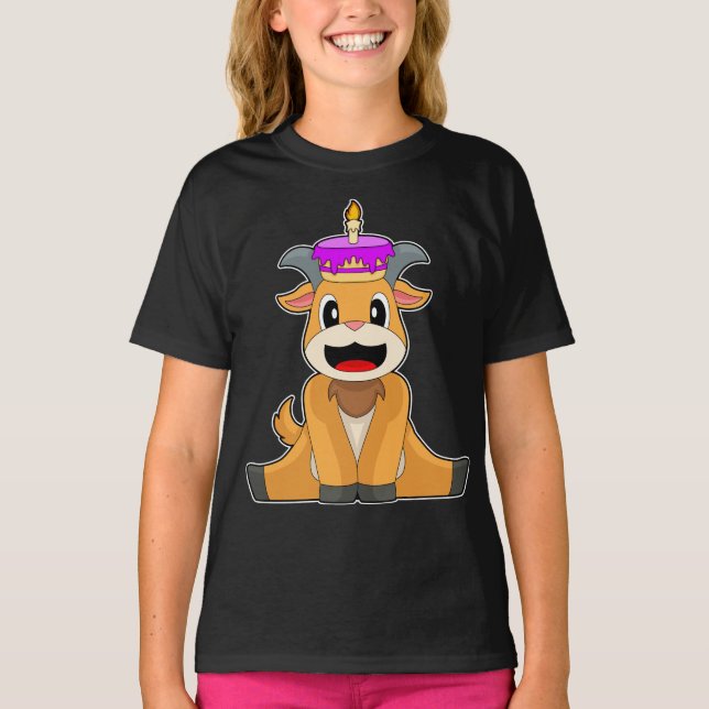 Goat Birthday Candle Cake T-Shirt (Front)
