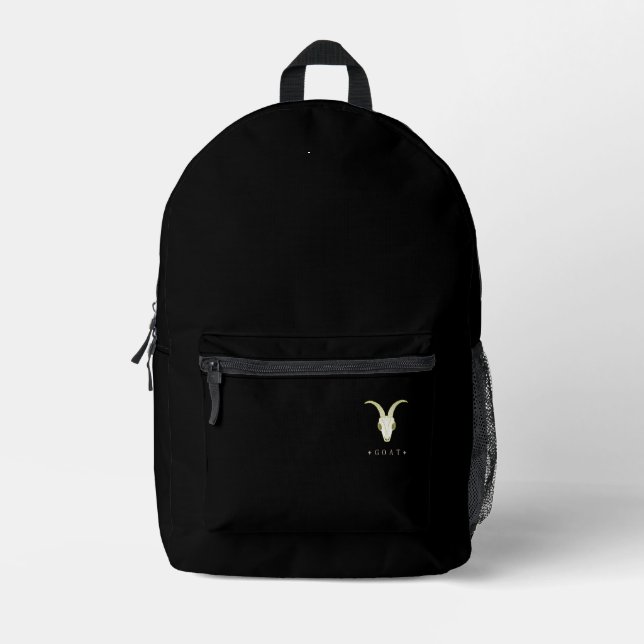 GOAT Black Printed Backpack (Front)
