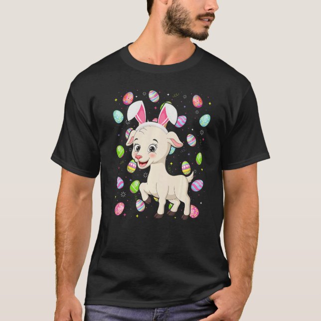 Goat Bunny Easter Egg  Funny Goat Easter Sunday T-Shirt (Front)