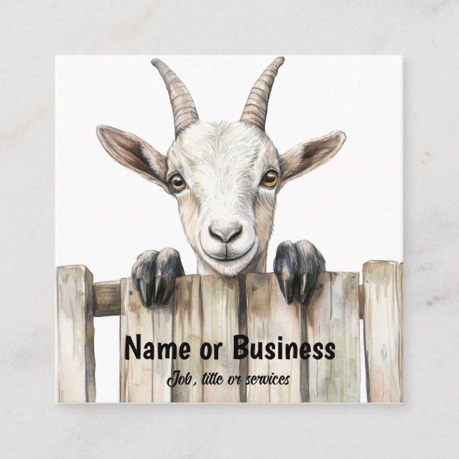 Goat by a fence square business card (Front)