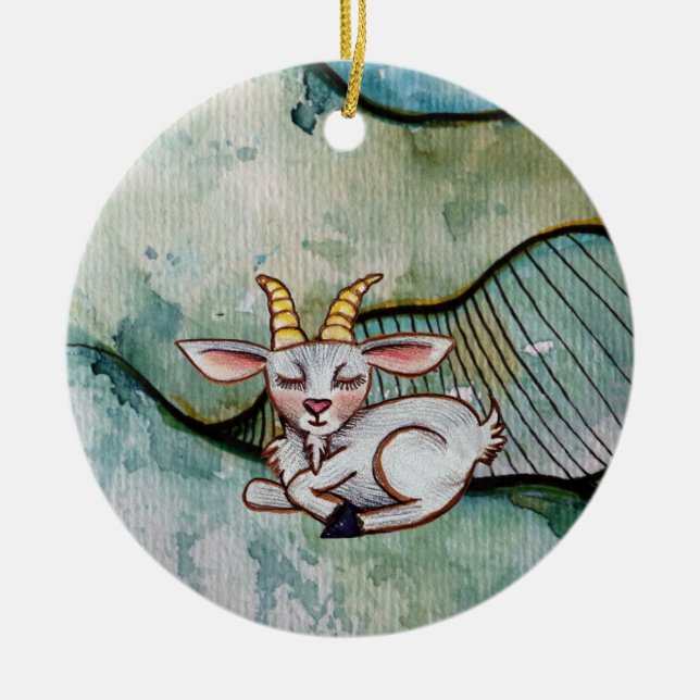 Goat                                               ceramic tree decoration (Front)