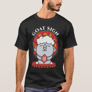 Goat Chinese Zodiac Sign Men Black T-Shirt