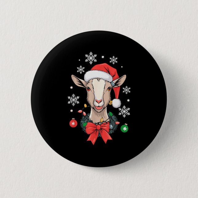 Goat Christmas  6 Cm Round Badge (Front)