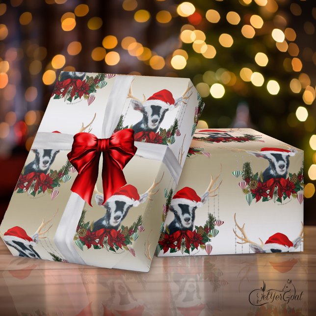 Goat Christmas Cute Alpine Baby Goat  Antlers Wrapping Paper (Creator Uploaded)