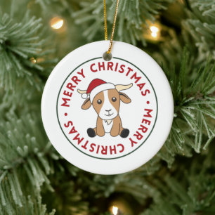 Goat Christmas Goats Winter Animals Ceramic Orname Tree Decoration