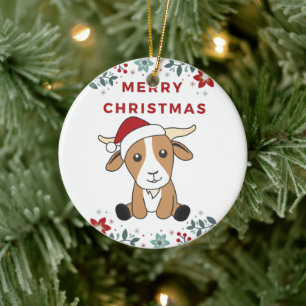 Goat Christmas Goats Winter Animals Ceramic Orname Tree Decoration