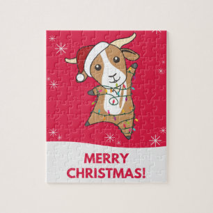 Goat Christmas Goats Winter Animals Jigsaw Puzzle