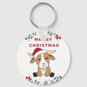 Goat Christmas Goats Winter Animals Keychain