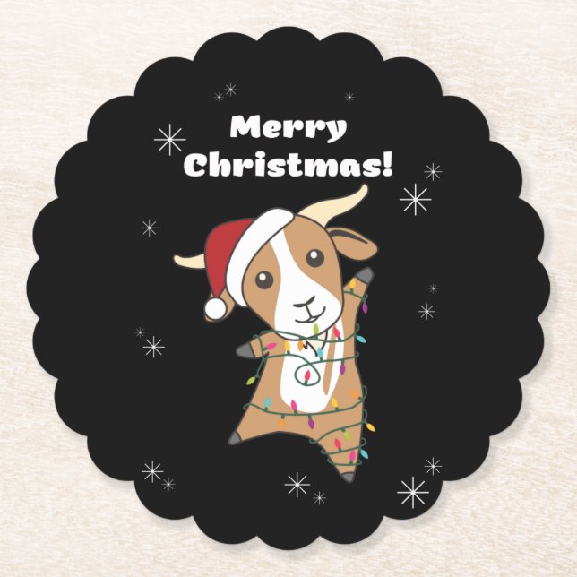 Goat Christmas Goats Winter Animals Paper Coaster (Front)