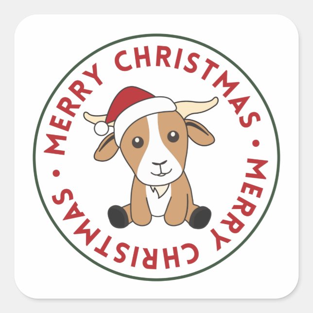 Goat Christmas Goats Winter Animals Square Sticker (Front)