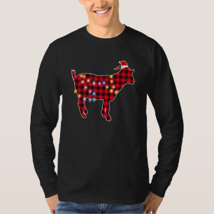 Goat Christmas Light Red Plaid Matching Family Gro T-Shirt