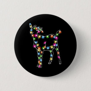 Goat Christmas Light Tree Goat Lover  6 Cm Round Badge