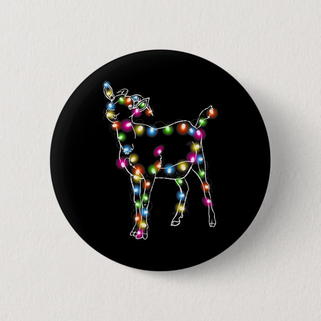 Goat Christmas Light Tree Goat Lover  6 Cm Round Badge (Front)