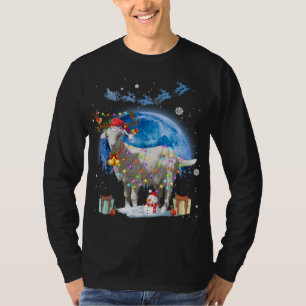 Goat Christmas Lights Blue Moon Gift X-mas Santa H T-Shirt
