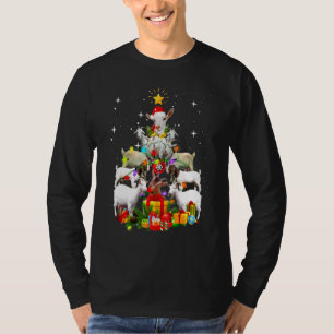 Goat Christmas Pajama Xmas Goats Tree Lights Hat T-Shirt