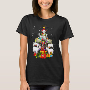 Goat Christmas Pajama Xmas Goats Tree Lights Hat T-Shirt