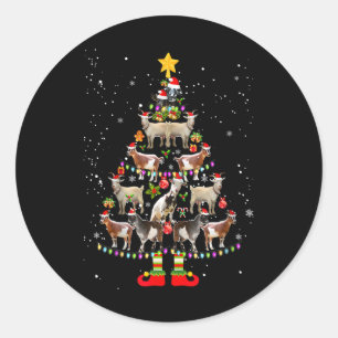 Goat Christmas Pajama Xmas Goats Tree Lights Santa Classic Round Sticker
