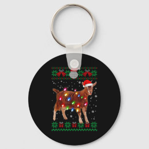 Goat Christmas Sweater Goat Christmas Tree Lights Key Ring