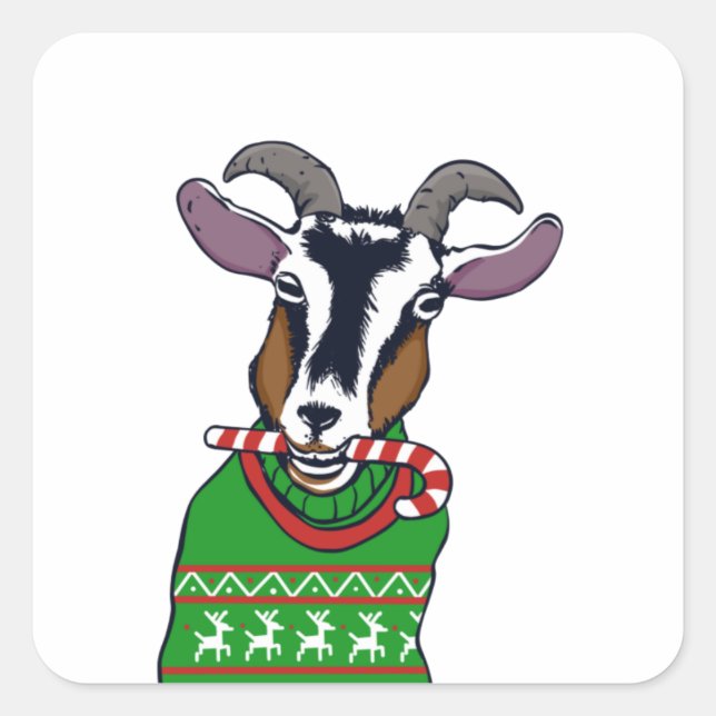 Goat Christmas Sweater Square Sticker (Front)