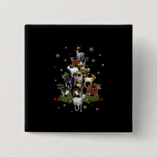 Goat Christmas Tree Snow Goat Xmas 15 Cm Square Badge