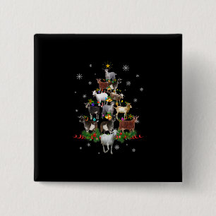 Goat Christmas Tree Snow Goat Xmas 15 Cm Square Badge