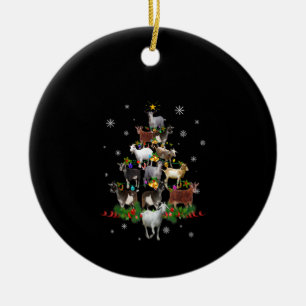 Goat Christmas Tree Snow Goat Xmas Ceramic Tree Decoration
