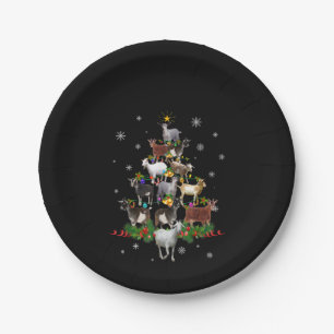 Goat Christmas Tree Snow Goat Xmas Paper Plate