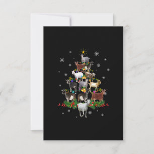 Goat Christmas Tree Snow Goat Xmas RSVP Card
