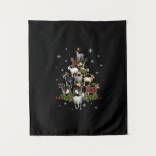 Goat Christmas Tree Snow Goat Xmas Tapestry