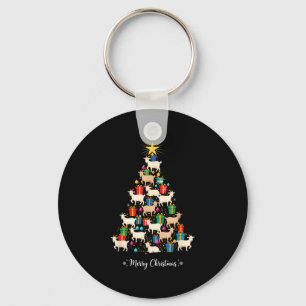 Goat Christmas Tree Xmas Holiday Men & Women Key Ring