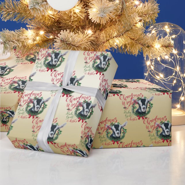 GOAT | Christmas Wishes Baby Goat Kisses Alpine Wr Wrapping Paper (Holidays)