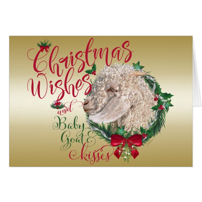 GOAT | Christmas Wishes Baby Goat Kisses Angora (Front Horizontal)