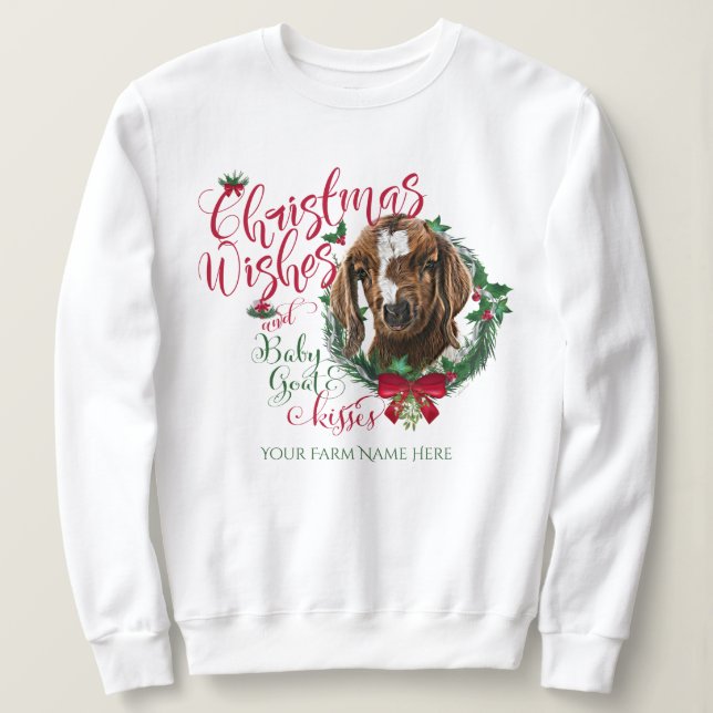 GOAT | Christmas Wishes Baby Goat Kisses Boer Sweatshirt (Design Front)