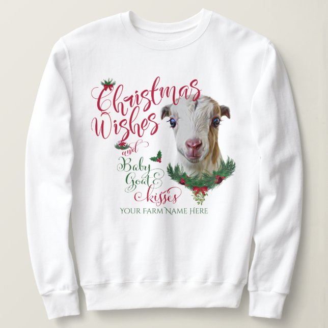 GOAT | Christmas Wishes Baby Goat Kisses LaMancha Sweatshirt (Design Front)