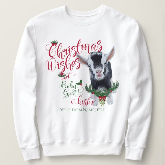 GOAT | Christmas Wishes Baby Goat Kisses Nigerian Sweatshirt (Design Front)