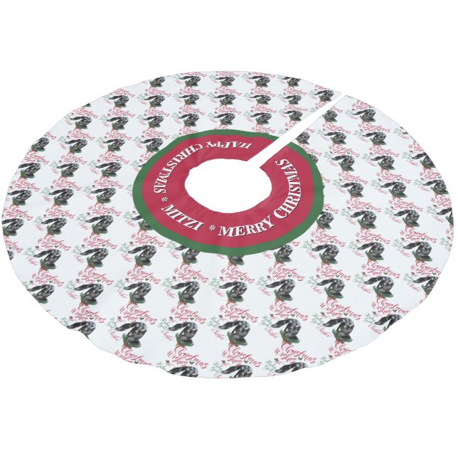 GOAT | Christmas Wishes Baby Goat Kisses Nubian 2 Brushed Polyester Tree Skirt (Angled)