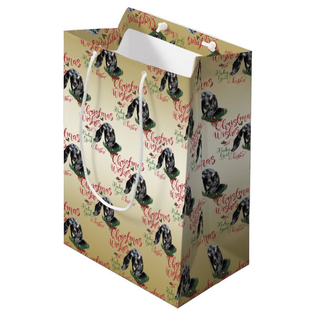GOAT | Christmas Wishes Baby Goat Kisses Nubian 2 Medium Gift Bag (Front Angled)