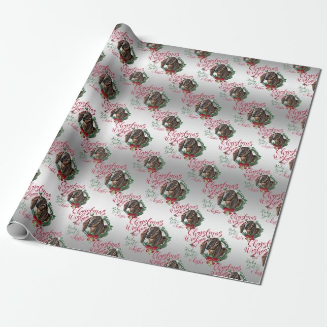 GOAT | Christmas Wishes Baby Goat Kisses Nubian 3 Wrapping Paper (Unrolled)