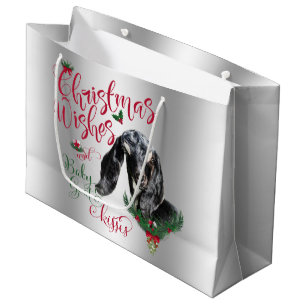 GOAT Christmas Wishes Baby Goat Kisses Nubian Large Gift Bag
