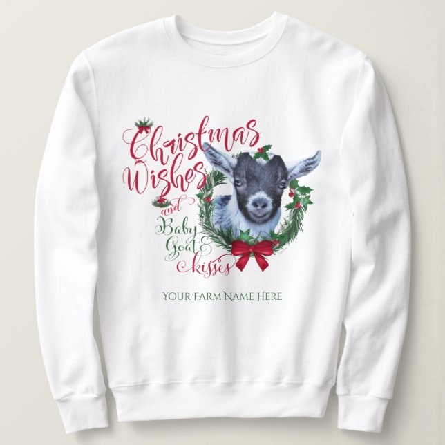 GOAT | Christmas Wishes Baby Goat Kisses Pygmy 2 Sweatshirt (Design Front)