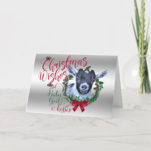 GOAT   Christmas Wishes Baby Goat Kisses Pygmy Holiday Card