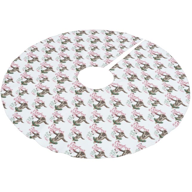 GOAT | Christmas Wishes Baby Goat Kisses Togg Brushed Polyester Tree Skirt (Angled)