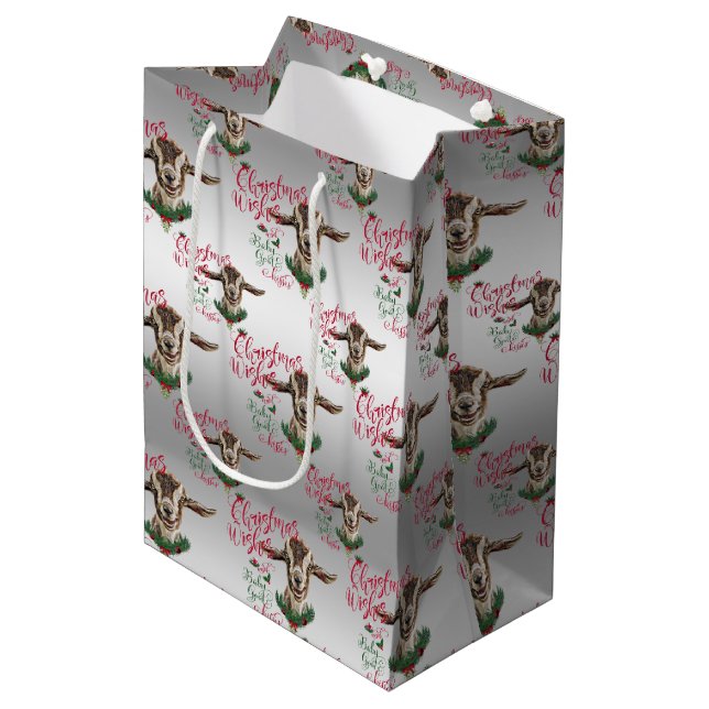 GOAT | Christmas Wishes Baby Goat Kisses Togg Medium Gift Bag (Front Angled)