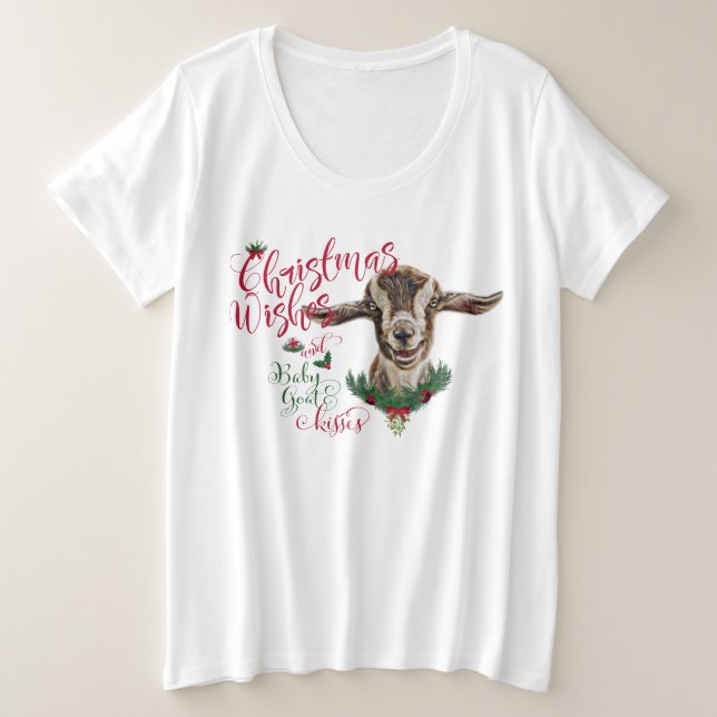 GOAT | Christmas Wishes Baby Goat Kisses Togg Plus Size T-Shirt (Design Front)