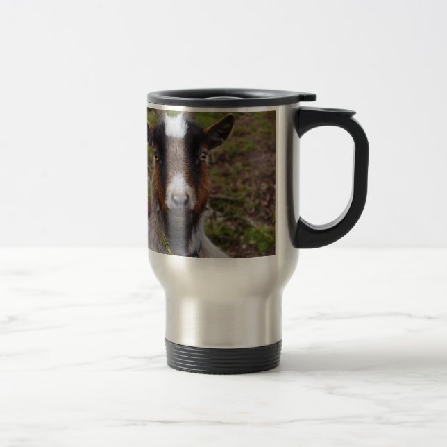 Goat close up. travel mug (Right)