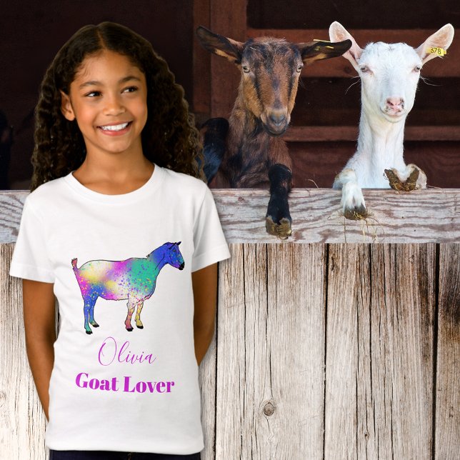 Goat Colourful Animal Art Name T-Shirt (Goat lover colorful animal art personalized name Tshirt )