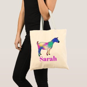 Goat Colourful Cute Farm Animal Personalise Tote Bag