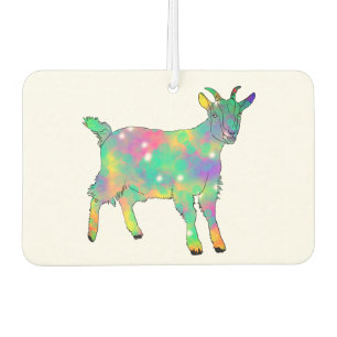 Goat Colourful Funny Illustration Funky Animal Art Car Air Freshener