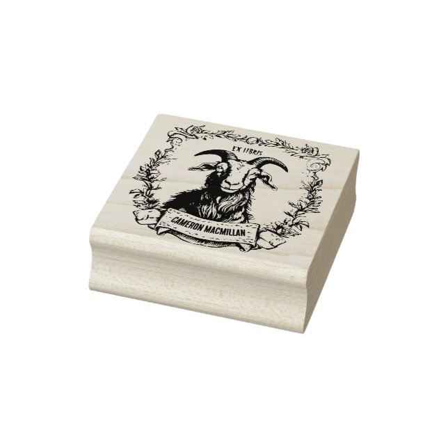 Goat Custom Name Bookplate Rubber Stamp (Stamp)